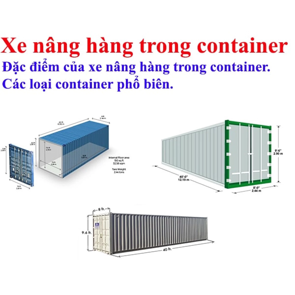 Xe nâng container 20 feet tại kho hàng