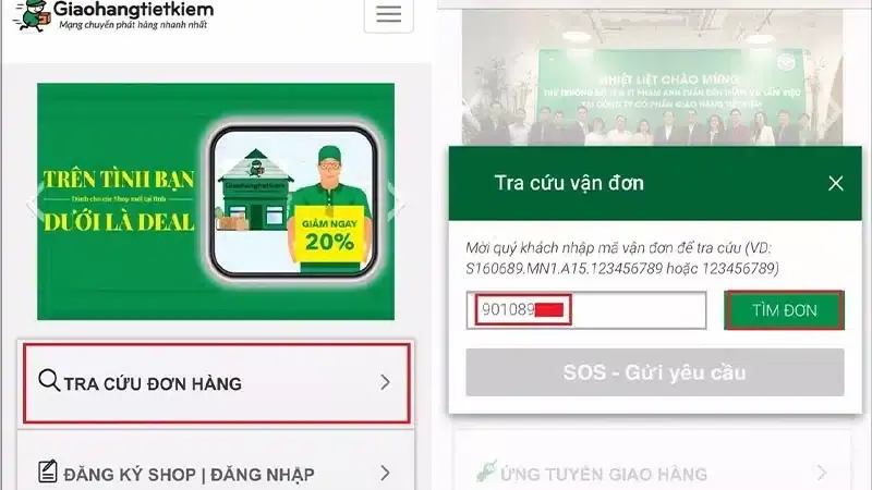 Tra cứu mã vận đơn GHTK bằng tin nhắn SOS