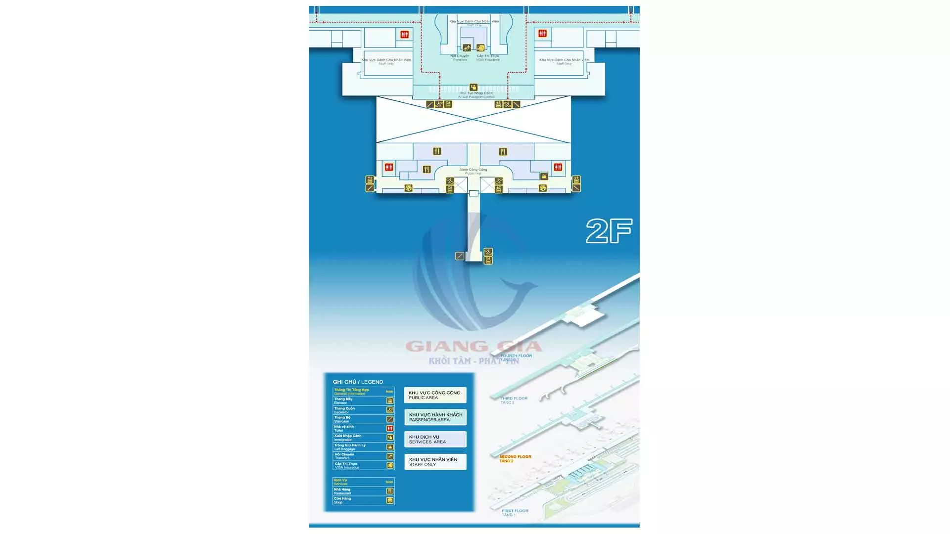 Sơ đồ mặt bằng sân bay Nội Bài tầng 2 - nhà ga T2