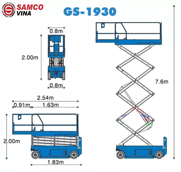 Cấu tạo chi tiết của xe nâng người cắt kéo