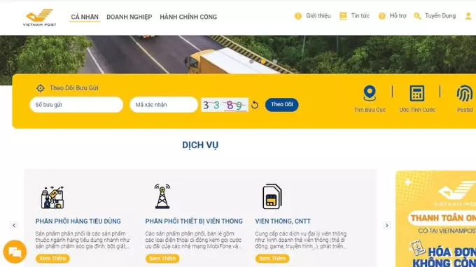 Nhập mã vận đơn trên website Vietnam Post